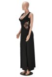 Lace Hollow Out Patchwork Split Maxi Dress MZ-26009