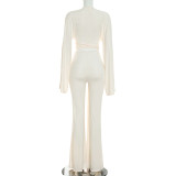 Solid Color Long Sleeve Two Piece Pants Set MXBF-J26ST281