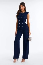 Fashion Loose Denim Sleeveless Jumpsuit LX-3591