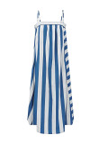 Stripe Contrast Color Sling Maxi Dress ZDF-33532