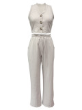 Casual Sleeveless Two Piece Pants Set YH-9029