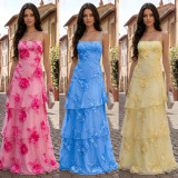 Sexy Print Mesh Spaghetti Straps Maxi Dress BY-7710