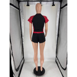 PINK Letter Leopard Print Sport Suit FOSF-8870