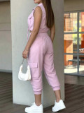 Solid Color Sleeveless Top Two Piece Pants Set MIL-L370