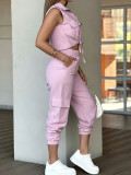 Solid Color Sleeveless Top Two Piece Pants Set MIL-L370
