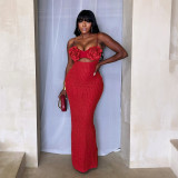 Solid Color Corsage Tube Top Maxi Dress CYA-902444