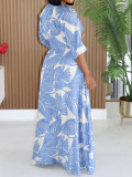 Print Tie Up Top Split Long Skirt Suit MIL-L387