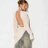 Deep V Neck Pleated Backless Tops GDSF-Q26TP135