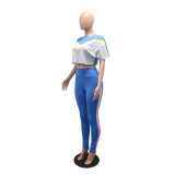 Color Block O Neck Casual Pants Suit CYA-902407