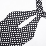 Polka Dot Print Backless Seventh Jumpsuit GDSF-D26JP260