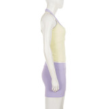 Contrast Color Sleeveless Sport 3 Piece Shorts Set GPKJ-MR49959