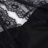 Lace Patchwork Halterneck Split Maxi Dress GPKJ-MR47722