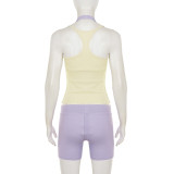 Contrast Color Sleeveless Sport 3 Piece Shorts Set GPKJ-MR49959