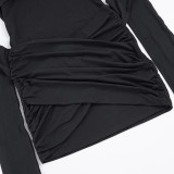 Hollow Out Patchwork Ruched Mini Dress GPKJ-MR49852