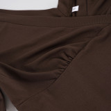Half Sleeve Solid Color Long Dress GPKJ-MR50285