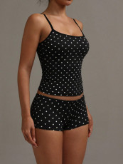 Polka Dot Print Sport Two Piece Short Set GXIY-K26L2594