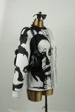 Contrast Color Print Loose Top YWXS-K25L1262