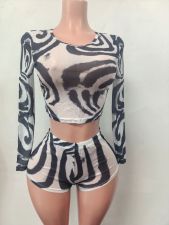 Pre Order: About 7 work days shipping Print Long Sleeve Short Suit YUEM-202665