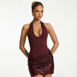 Sleeveless Sequin Backless Mini Dress GSZM-J26DS293
