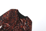 Long Sleeve Print Tie Up Split Maxi Dress XEF-K6D13727A
