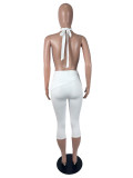 Solid Color Halterneck Backless Seventh Jumpsuit SHD-8504