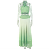 Halterneck Sleeveless Backless Top Long Skirt Suit GJYO-JSD711916