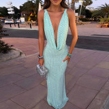 Sexy Sequin Backless Maxi Dress DLSF-K6D13690A