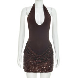 Sleeveless Sequin Backless Mini Dress GSZM-J26DS293