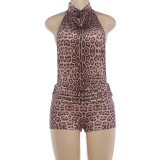 Leopard Print Backless Romper XEF-K6Q12868A