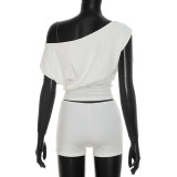 Solid Color Off Shoulder Two Piece Short Set MXBF-J26ST267
