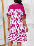 Fashion Print Short Sleeve Midi Dress GYLY-11331
