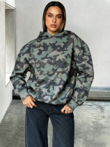 Camouflage Print Long Sleeve Hooded Sweatshirts MIL-L397