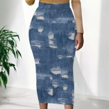 Casual Print Long Skirt QXLB-XRB-S5BGY6