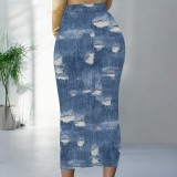 Casual Print Long Skirt QXLB-XRB-S5BGY6
