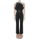 Mesh Single Shoulder Slim Jumpsuit BY-7765