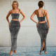 Sexy Hot Drill Sling Top Two Piece Skirts Set BY-7196