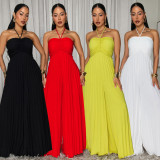 Sexy Halterneck Press Pleated Maxi Dress BY-7735
