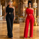 Mesh Single Shoulder Slim Jumpsuit BY-7765