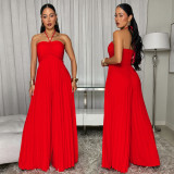 Sexy Halterneck Press Pleated Maxi Dress BY-7735