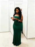 Solid Color Warp Chest Bandage Dress(With Scarf) GADE-10533