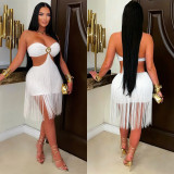Solid Color Tassel Tube Top Dress BY-7741