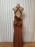 Sexy Backless Bow Maxi Dress GADE-9801