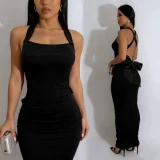 Sexy Backless Bow Maxi Dress GADE-9801
