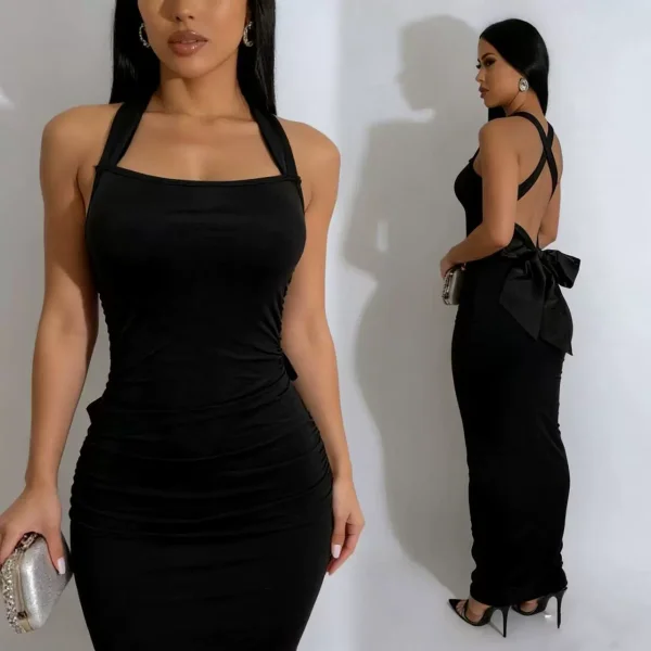 Sexy Backless Bow Maxi Dress GADE-9801