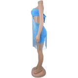 Solid Color Tassel Tube Top Dress BY-7741