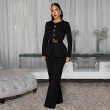 Long Sleeve Single Breasted Two Piece Pants Set BY-7605