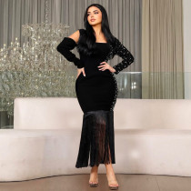 Long Sleeve Hot Dirll Holow Out Bandage Dress BY-7412
