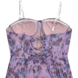 Floral-Print Pleated Chiffon Maxi Dress  BY-7751
