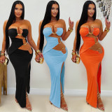 Solid Color Hollow Out Tube Top Dess BY-7760