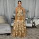 Leopard Print Hollow Out Maxi Dress BY-7769